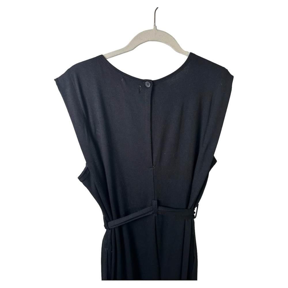 Max Studio Jumpsuit Womens Large Black Wide Leg Belted Stretch Sleeveless Formal - Picture 8 of 11